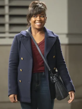 Grey's Anatomy S21 Alexis Floyd Blue Coat Side