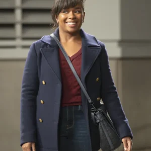 Grey's Anatomy S21 Alexis Floyd Blue Coat Side