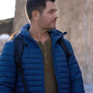 Journey to You 2025 Erik Valdez Blue Puffer Jacket Front