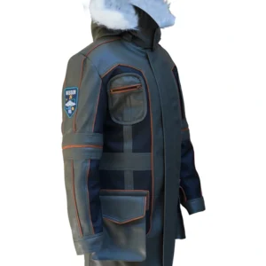 Lost In Space Molly Parker Olive Green Jacket Side Look