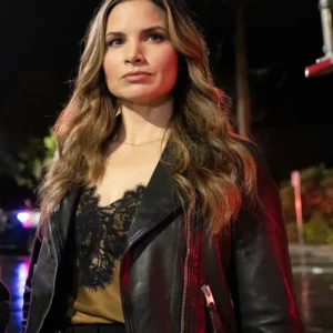 NCIS S22 Katrina Law Black Biker Leather Jacket