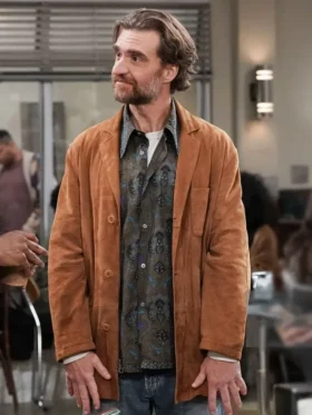Night Court S03 George Basil Suede Leather Coat Side