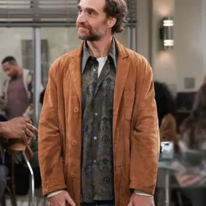 Night Court S03 George Basil Suede Leather Coat Side