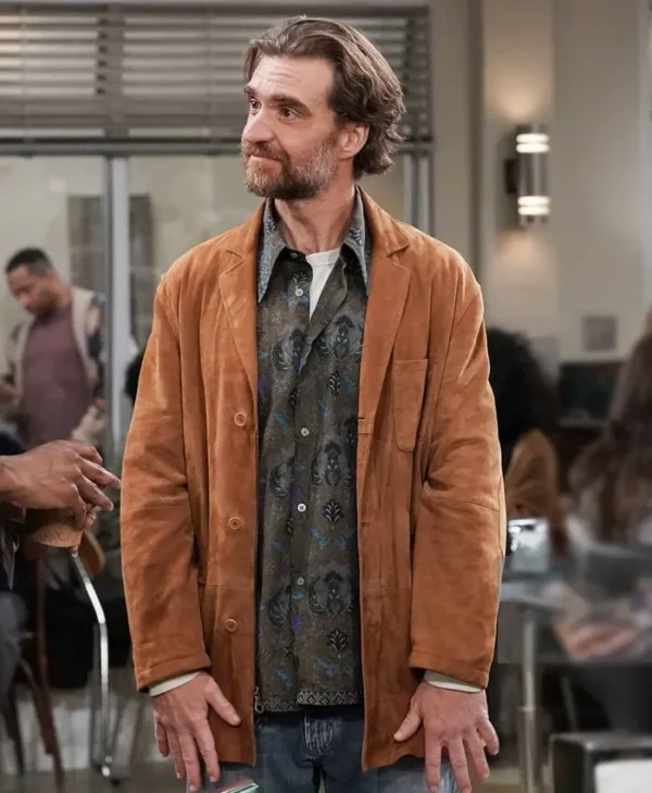 Night Court S03 George Basil Suede Leather Coat Side