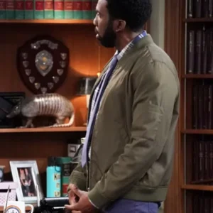 Night Court S03 Nyambi Nyambi Green Bomber Jacket