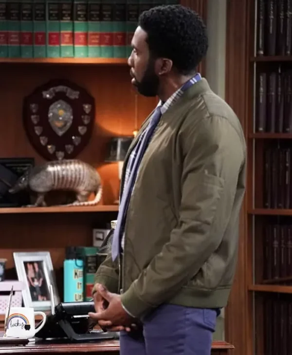 Night Court S03 Nyambi Nyambi Green Bomber Jacket