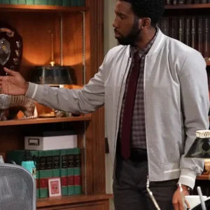 Night Court S03 Nyambi Nyambi Grey Bomber Jacket