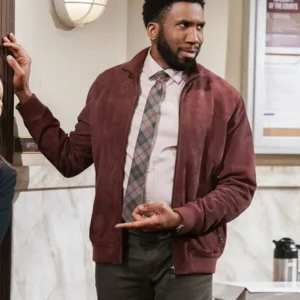 Night Court S03 Nyambi Nyambi Suede Leather Jacket Side