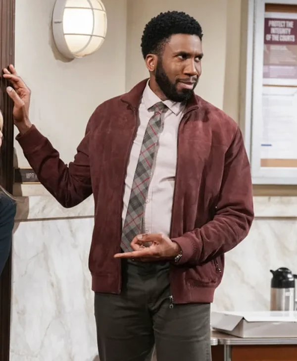 Night Court S03 Nyambi Nyambi Suede Leather Jacket Side