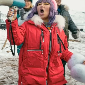 North of North S01 Zorga Qaunaq Red Puffer Hooded Jacket Side