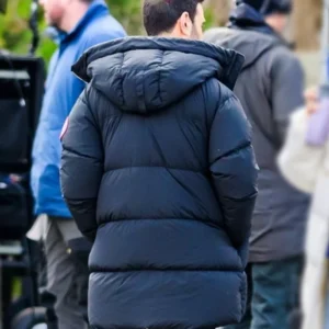 Office Romance Brett Goldstein Black Hooded Coat