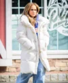 Office Romance Jennifer Lopez White Puffer Coat Side