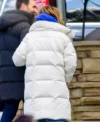 Office Romance Jennifer Lopez White Puffer Coat