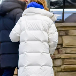 Office Romance Jennifer Lopez White Puffer Coat