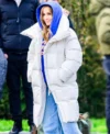 Office Romance Jennifer Lopez White Puffer Coat Back
