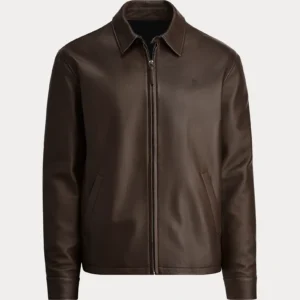 Polo Ralph Lauren Bison Brown Leather Jacket
