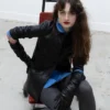 Raffey Cassidy 2025 Black Leather Jacket