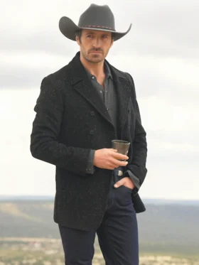 Ransom Canyon S01 Eoin Macken Black Wool Coat