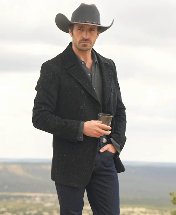 Ransom Canyon S01 Eoin Macken Black Wool Coat
