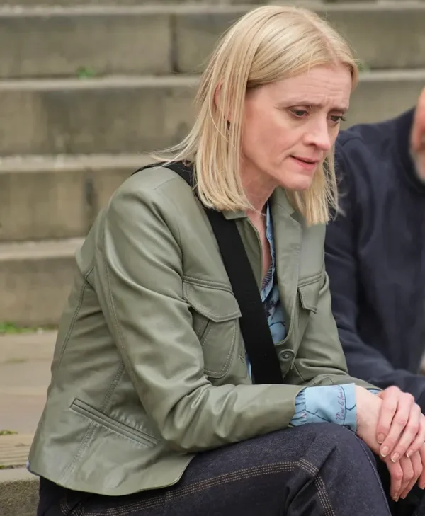 Reunion S01 Anne-Marie Duff Green Leather Jacket Side