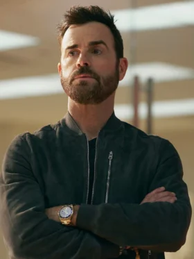 Running Point S01 Justin Theroux Suede Bomber Jacket