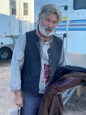 Rust 2025 Alec Baldwin Black Leather Vest
