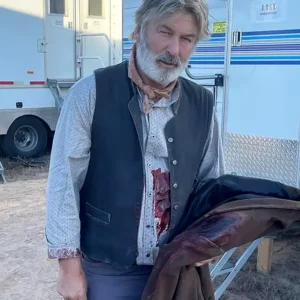 Rust 2025 Alec Baldwin Black Leather Vest