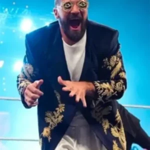 Seth Rollins WWE RAW Golden Peacock Coat closeup