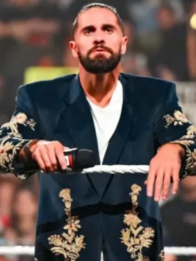 Seth Rollins WWE RAW Golden Peacock Coat front
