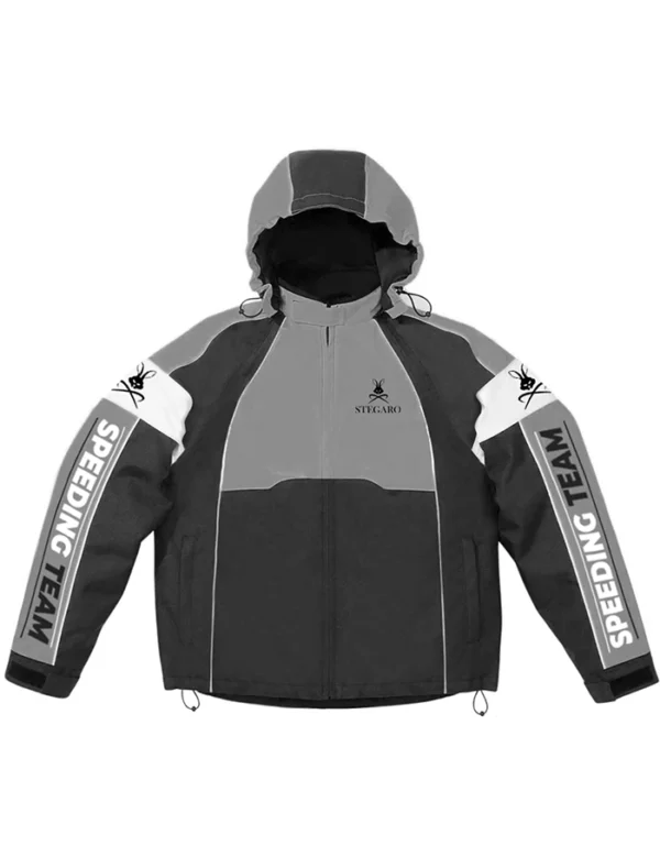 Stegaro Speeding Team Racer Hoodie Grey Black Hoodie