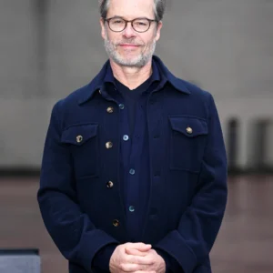 The Brutalist Guy Pearce Blue Wool Jacket