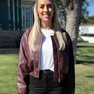 The Flip Off S01 Heather Rae El Moussa Leather Bomber Jacket