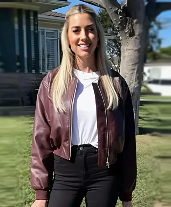 The Flip Off S01 Heather Rae El Moussa Leather Bomber Jacket
