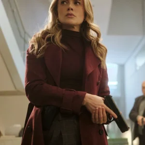 The Hunting Party S01 Melissa Roxburgh Maroon Coat