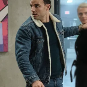 The Hunting Party S01 Shane Florence Sherpa Denim Jacket Side