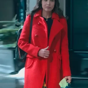 The Life List 2025 Sofia Carson Red Wool Peacoat