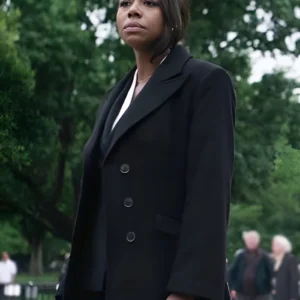 The Night Agent S02 Amanda Warren Black Coat Side