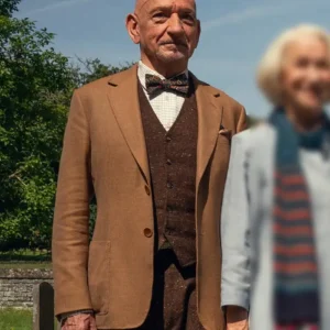 The Thursday Murder Club 2025 Ben Kingsley Brown Blazer
