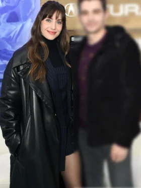 Together 2025 Alison Brie Black Leather Coat