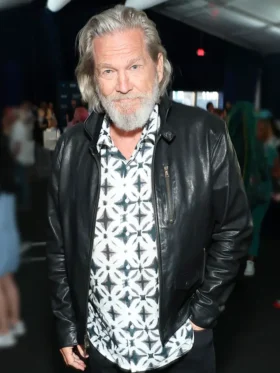 Tron Ares 2025 Jeff Bridges Black Leather Jacket Side