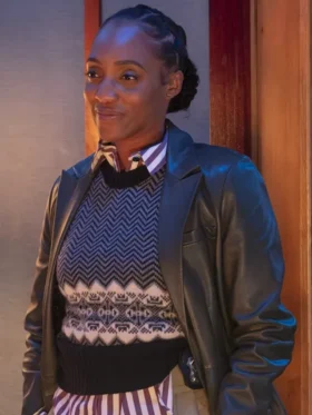 Will Trent S03 Faith Mitchell Black Leather Coat