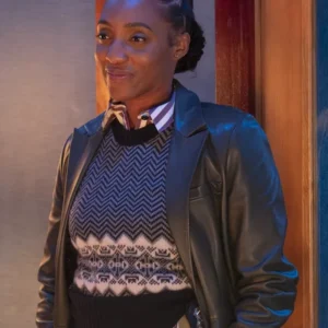 Will Trent S03 Faith Mitchell Black Leather Coat