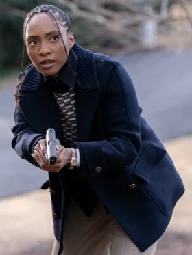 Will Trent S03 Faith Mitchell Black Wool Peacoat Side