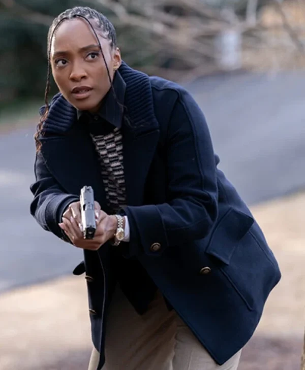 Will Trent S03 Faith Mitchell Black Wool Peacoat Side