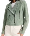 You S05 Elizabeth Lail Green Suede Leather Jacket