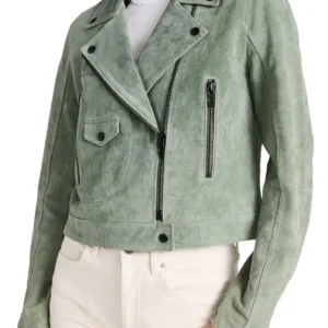 You S05 Elizabeth Lail Green Suede Leather Jacket