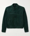 You S05 Penn Badgley Green Suede Leather Jacket
