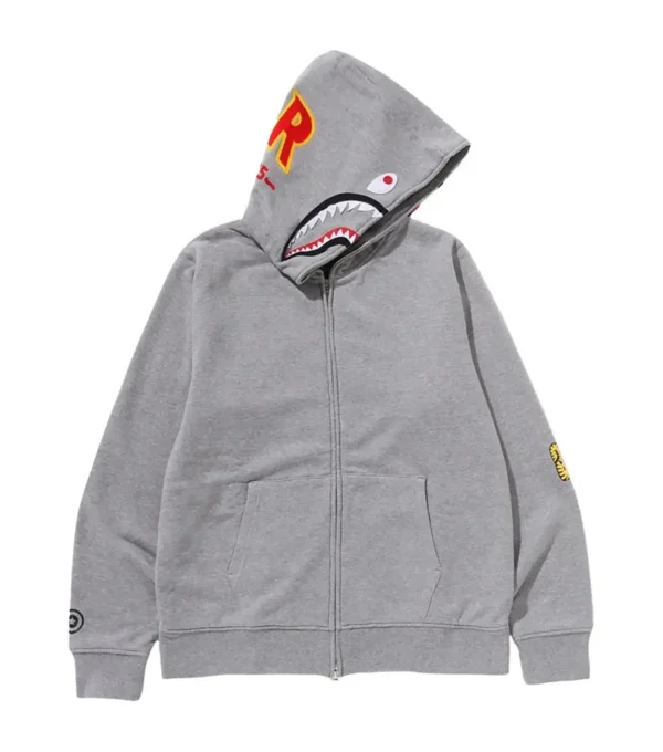 2nd Shark Full Zip Grey Hoodie