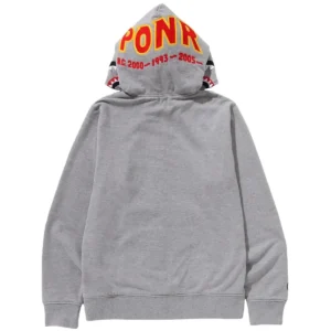 2nd Shark Full Zip Grey Hoodie Back