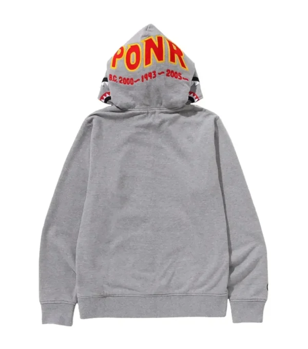 2nd Shark Full Zip Grey Hoodie Back